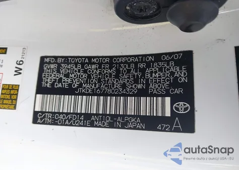 2008 Scion Tc from USA, damaged, VIN JTKDE167780234329